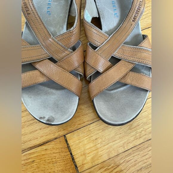 Merrell Bassoon Sandals Sz 8 tan leather - Picture 2 of 7